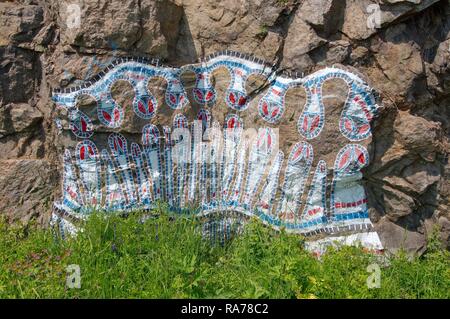 Petroglyphic Malerei, Baikalsee, Irkutsk Region, Sibirien, Russische Föderation, Eurasien Stockfoto