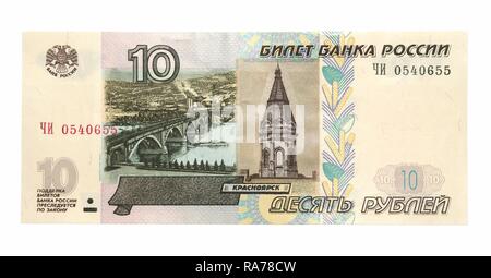 10 Russische Rubel Banknote von 1997, Stockfoto