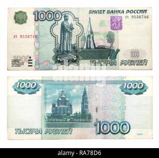 1000 Russische Rubel Banknote von 1997, Stockfoto