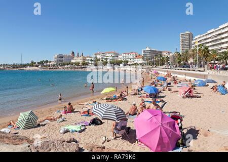 Strand, Saint-Raphaël, Cote d'Azur, Frankreich Stockfoto