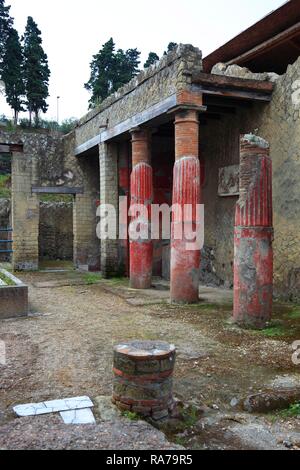 Casa del Rilievo di Telefo in den Ruinen von Herculaneum, Ercolano, Kampanien, Italien, Europa Stockfoto