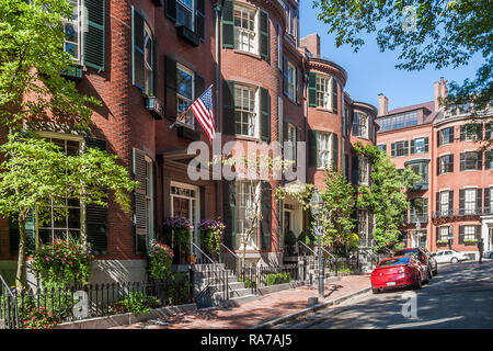 Wohnungen in Louisburg Square in Beacon Hill, Boston, MA Stockfoto