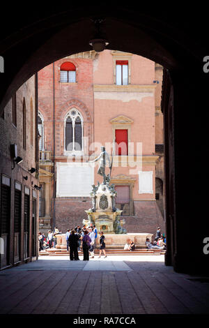 Fontana del Nettuno in Bologna-Italien. Stockfoto