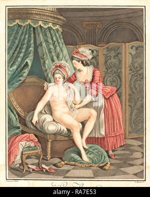 Nach Nicolas-René Jollain louis-marin Motorhaube, Französisch (1736-1793), Le Bain, Farbe auftragen. Neuerfundene Stockfoto