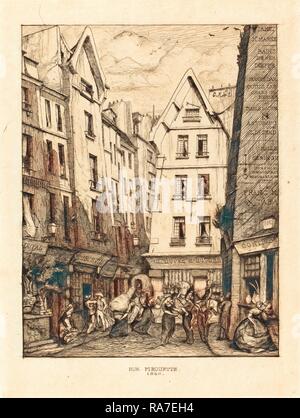 Charles Meryon, Französisch (1821-1868), La Rue Pirouette aux Halles, Paris (Pirouette Street, in der Nähe der Märkte, Paris neuerfundene Stockfoto