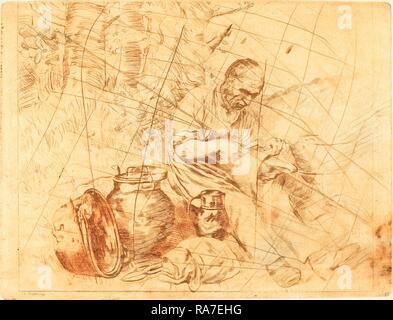 Felix Régamey nach Alphonse Legros, den Tinker (Le retameur), Französisch, 1844-1907, Radierung in Braun [Stornierung neuerfundene Stockfoto