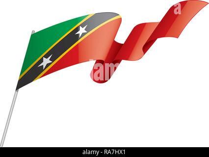 St. Kitts und Nevis Flagge, Vector Illustration auf weißem Hintergrund Stock Vektor