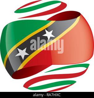 St. Kitts und Nevis Flagge, Vector Illustration auf weißem Hintergrund Stock Vektor