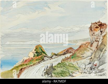 Sir George Hayter, britischen (1792-1871), Freshwater Bay, Isle of Wight, 1839, Aquarell, Gouache und Graphit mit Neuerfundene Stockfoto