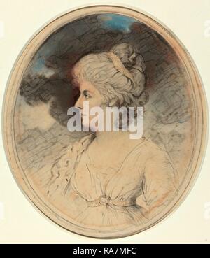 John Downman (Welsh, 1750-1824), Porträt einer Frau im Profil, 1791, schwarze Kreide und Aquarell. Neuerfundene Stockfoto