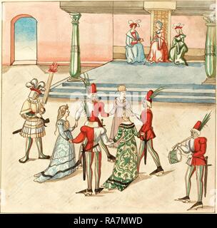Deutschen des 16. Jahrhunderts, Maskerade, C. 1515, Pen und braune Tusche mit Aquarell auf Bütten. Neuerfundene Stockfoto