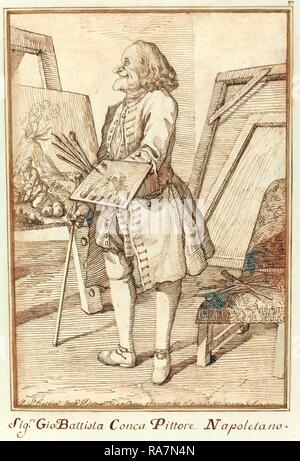 Pier Leone Ghezzi, Italienisch (1674-1755), Signore Sebastiano Conca, Pittore Napoletano, 1734-1755, Pen und Bister neuerfundene Stockfoto