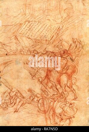 Andrea Vicentino nach Tizian, Italienisch (C. 1539-1614), der Schlacht von Spoleto, C. 1575, Rote Kreide auf Bütten neuerfundene Stockfoto