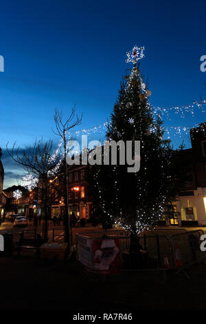 Weihnachtsbeleuchtung in Wisbech Stadt, Flussauen, Cambridgeshire, England, Großbritannien Stockfoto