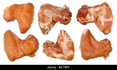 Geräucherter Fettsäuren und duftenden Chicken Wings. Isolierte pn White studio Makro Stockfoto