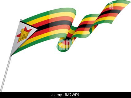 Simbabwe Flagge, Vector Illustration auf weißem Hintergrund Stock Vektor