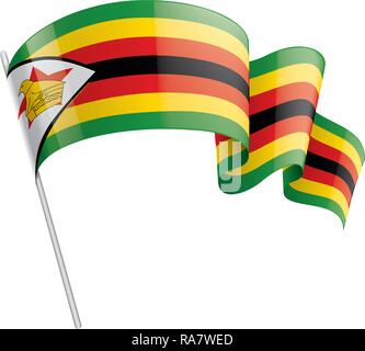 Simbabwe Flagge, Vector Illustration auf weißem Hintergrund Stock Vektor
