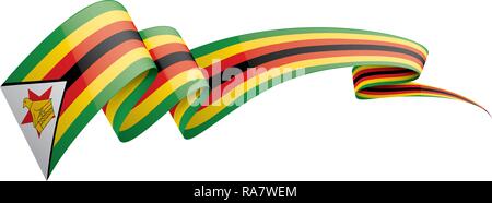 Simbabwe Flagge, Vector Illustration auf weißem Hintergrund Stock Vektor