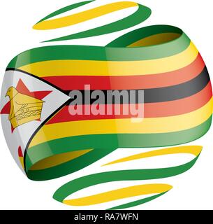 Simbabwe Flagge, Vector Illustration auf weißem Hintergrund Stock Vektor