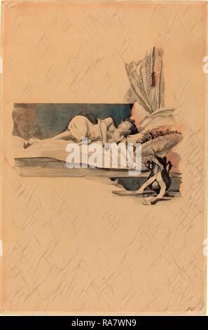 Karel Vitezslav Masek, Illustration für 'Jestrab Kontra Hrdlicka, XXII' (Mädchen schlafend auf einem Bett), Tschechisch, 1865-1927, c Neuerfundene Stockfoto