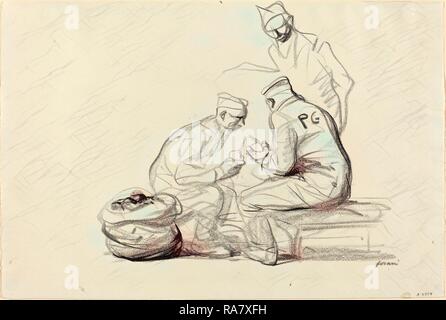 Jean-Louis Forain, Poilu und deutschen Gefangenen, Französisch, 1852-1931, C. 1914-1919, schwarze Kreide auf Bütten neuerfundene Stockfoto