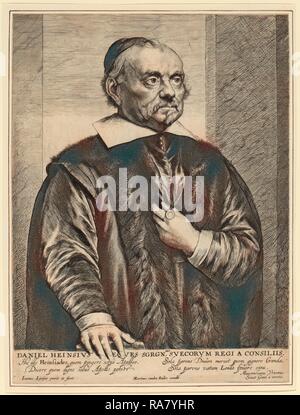 Jan Lievens (Niederländisch, 1607-1674), Daniel Heinsius, Ätzen und Gravur auf Bütten. Neuerfundene durch Gibon. Klassische neuerfundene Stockfoto