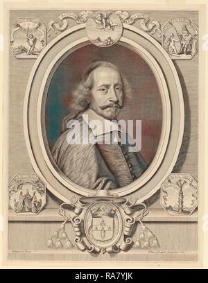 Peter Ludwig van Schuppen nach Pierre Mignard ICH (Flämisch, 1627-1702), Kardinal Jules Mazarin, 1661, Gravur neuerfundene Stockfoto