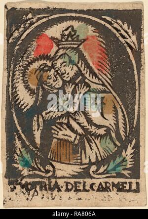 Spanisch aus dem 15. Jahrhundert, Madonna und Kind, C. 1475-1500, Hand - farbige Holzschnitt. Neuerfundene durch Gibon. Klassische Kunst mit einem Neuerfundene Stockfoto