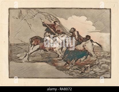 Francisco de Goya, Modo con que los antiguos Espanoles cazaban Los Toros a Caballo en El Campo (die Art und Weise, in der die Neuerfundene Stockfoto