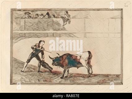 Francisco de Goya, Pedro Romero matando ein Toro parado (Pedro Romero tötete den Angehaltenen Stier), Spanisch, 1746 - 1828 überarbeitet Stockfoto