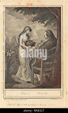 William Blake nach Mary Ann Flaxman (British, 1757-1827), Canto I, Vers 29, 1803, Kupferstich. Neuerfundene Stockfoto