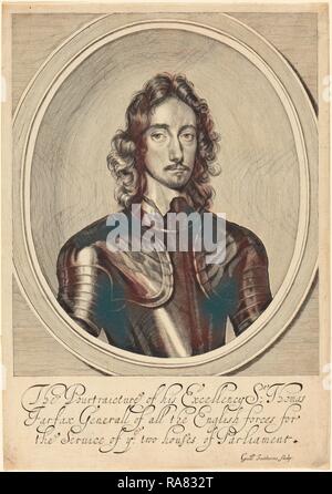 William Hooker nach Robert Walker (Englisch, 1616-1691), Herr Thomas Fairfax, Gravur. Neuerfundene Stockfoto