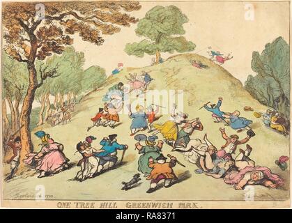 Thomas Rowlandson (British, 1756-1827), One Tree Hill, Greenwich Park, 1802, handkolorierte Radierung. Neuerfundene Stockfoto