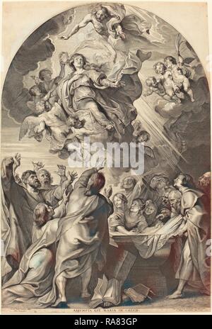 Paulus Pontius, nach Sir Peter Paul Rubens (Flämisch, 1603-1658), die Himmelfahrt der Jungfrau, 1624, Gravur auf Neuerfundene Stockfoto