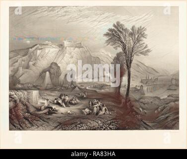 John Pye nach Joseph Mallord William Turner (British, 1782-1874), Festung Ehrenbreitstein, 1845, Gravur auf Chine collé Neuerfundene Stockfoto