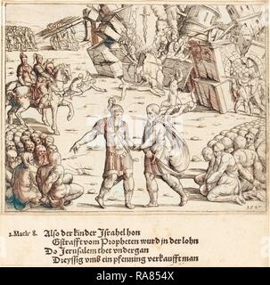 Augustin Hirschvogel (Deutsch, 1503-1553), der Sieg des Judas Maccabeus über Niccanor, 1547, Radierung. Neuerfundene Stockfoto