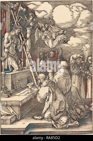 Albrecht Dürer (1471 - 1528), die Masse der Hl. Gregor, 1511, Holzschnitt. Neuerfundene durch Gibon. Klassische Kunst mit Neuerfundene Stockfoto