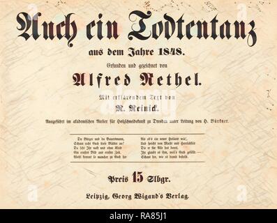 Alfred Rethel (Deutsch, 1816 - 1859), auch ein Todtentanz: Titel Seite 1849 typeset Drucken. Neuerfundene Stockfoto