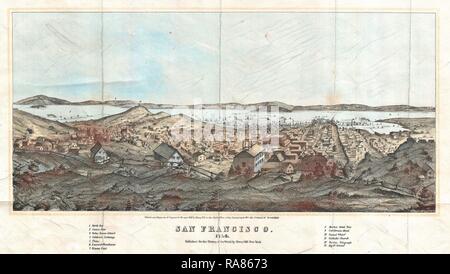 1856, Henry Bill Karte und Blick auf San Francisco, Kalifornien. Neuerfundene durch Gibon. Klassische Kunst mit einem modernen Touch neuerfundene Stockfoto