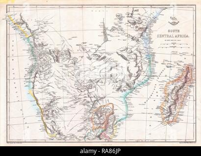 1868, Versand, Weller Karte von Süd- Afrika, Angola, Botswana, Tansania, etc. Neuerfundene durch Gibon. Klassische Kunst neuerfundene Stockfoto