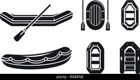 Fluss Schlauchboot Icon Set. Einfache Fluss Schlauchboot Vector Icons für Web Design auf weißem Hintergrund Stock Vektor