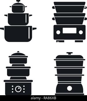 Dampfgarer Icon Set. Einfache Dampfgarer Vector Icons für Web Design auf weißem Hintergrund Stock Vektor