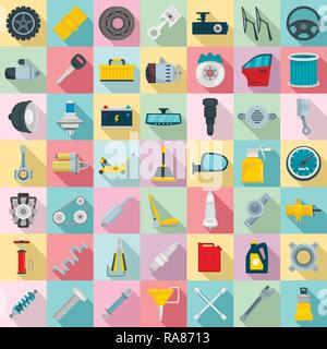 Auto Teile Icon Set. Flache Satz von Auto Teile Vector Icons für Web Design Stock Vektor