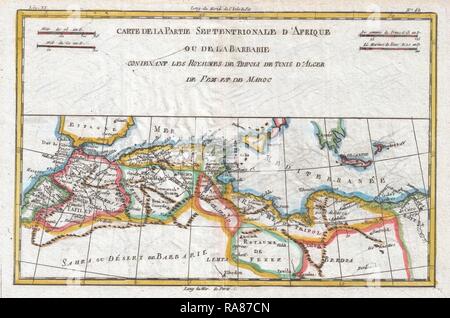 1780, Raynal und Bonne Karte der Barbary Coast im Norden von Afrika, Rigobert Bonne 1727 - 1794, einer der am meisten Neuerfundene Stockfoto