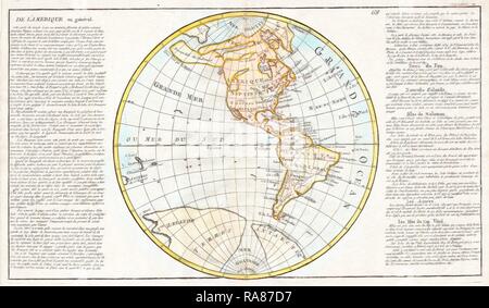 1785, Clouet Karte von Nordamerika und Südamerika. Neuerfundene durch Gibon. Klassische Kunst mit einem modernen Touch neuerfundene Stockfoto