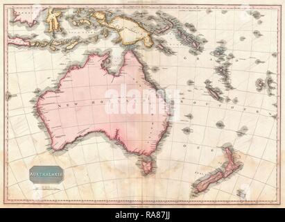 1818, Pinkerton Karte von Australien und Neuseeland, John Pinkerton, 1758 - 1826, Schottischer antiquarische, Kartograph, UK Neuerfundene Stockfoto