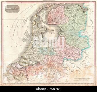 1818, Pinkerton Karte von Holland oder den Niederlanden, John Pinkerton, 1758 - 1826, Schottischer antiquarische, kartograph Neuerfundene Stockfoto