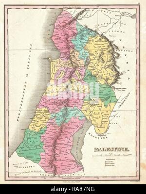 1827, Finley Karte von Israel, Palästina, Heiliges Land, Anthony Finley mapmaker der Vereinigten Staaten im 19. Jahrhundert neuerfundene Stockfoto