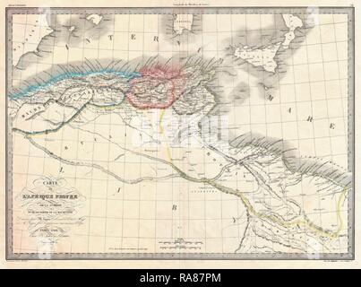 1829, Lapie Historische Karte der Barbary Coast in alten römischen Zeiten. Neuerfundene durch Gibon. Klassische Kunst mit einem Neuerfundene Stockfoto
