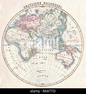 1844 Flemming, Karte der östlichen Hemisphäre. Neuerfundene durch Gibon. Klassische Kunst mit einem modernen Touch neuerfundene Stockfoto